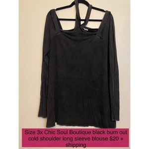 Chic Soul black cold shoulder top